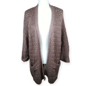 GOODNIGHT MACAROON TAUPE/PURPLE CARDIGAN SZ.M/L EUC.